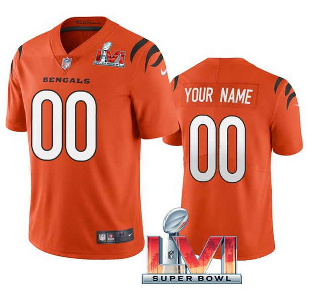 Men's Cincinnati Bengals ACTIVE PLAYER Custom 2022 Orange Super Bowl LVI Vapor Limited Stitched Jersey Men's Cincinnati Bengals ACTIVE PLAYER Custom 2022 Orange Super Bowl LVI Vapor Limited Stitched Jersey